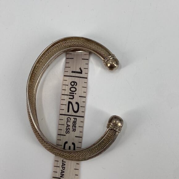 Sterling silver modern mesh crossover cuff bracelet - Picture 9 of 9